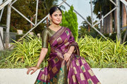 cotton silk jacquard saree with unstitched blouse