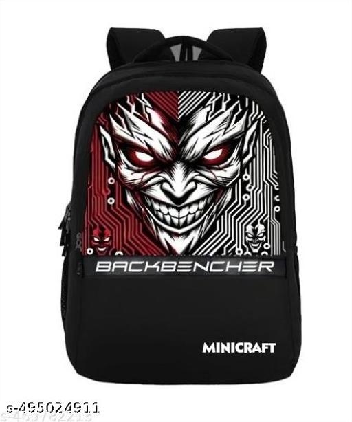 Size: M (15-30L) MINICRAFT- Black Backpack/HACKER LEASER RED WITH 2 SECRET POCKETS