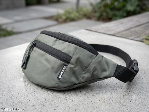 FLEXING Waterproof  Unisex Green Waist Bag | Multi-Pocket Crossbody Fanny Pack & Bum Bag for Travel, Running & Casual Use | Adjustable Strap