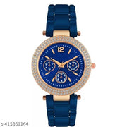 Medboo Blue Dial Diamond In Cash Blue Belt DB Grils and Women Wrist Watch