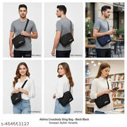 Unisex Crossbody Sling Bag - Compact Polyester Shoulder Bag for Men & Women (26x20x8 cm)