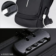 SHRBI Multifunction Password Anti-Theft Sacgear Backpack Sling Bag Shoulder Crossbody Chest Bag with USB Charging Port Lightweight Casual Daypack (BLACK)