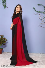 Padding Georgette Saree with unstitched blouse piece