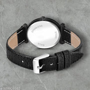Atix ALPHABET "K" Stylish New Arrival Analog Watch - Trendy Round Black Dial and Black Leather Strap for Women and Girls| Pack of 1 | ALPHA-K-GEN-BK-BLK-CUTL
