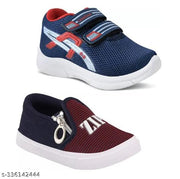 Kids Combo Pack Of 2 - Velcro Sport shoe & Zip Slip On  Sneaker Shoe  For Boys & Girls