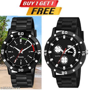 Watch Combo BUY 1 GET1FREE Black Designer Professional PU Analog Watch pack of 2
