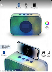 A012 Portable Bluetooth Speaker with 1200mAh Battery & LED Light Boom Box 2.0 Wireless Speaker with High Bass, USB/TF Card Slot & Mobile Stand