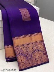 Tempting Blue Soft Silk Saree With Fragrant Blouse Piece