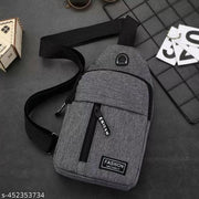 body fanny pack waist bag, Shoulder Bags Chest Men Casual fashion USB Charging earphone hook Sling Travel Bag (1 Pc)