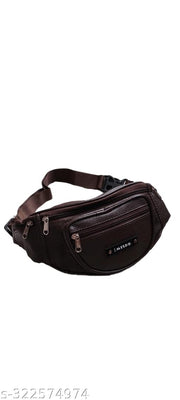 MISHK PU Leather Fanny Pack Waist Bag | Travel Pouch Passport Holder for Men & Women | Travel Handy Hiking Zip Pouch Money Phone Belt Bum Bag (Brown)