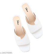 Heeled Sandals Square Toe Sandals Slip On Fashion Wedding Chunky Block Mule Heels for Women