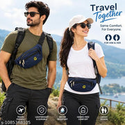 Blue  Waist Bag for Men & Women | Waterproof Sling Bag | Adjustable Crossbody Chest Bag | Multi Pocket Travel Belt Bag for Running, Cycling, Gym & Daily Use