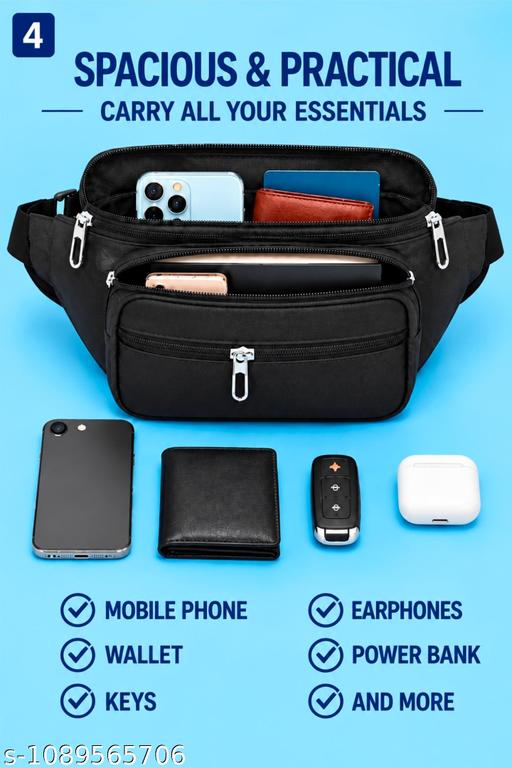 Men’s Premium Multi-Pocket Waist Bag | Crossbody Belt Bag | Travel & Daily Use