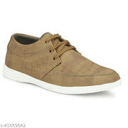 LE GREEM Men's Beige Comfortable & Smart Synthetic Lace Up Running  Walking  Casual Shoes Sneakers