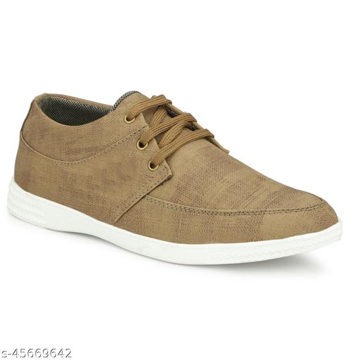 LE GREEM Men's Beige Comfortable & Smart Synthetic Lace Up Running  Walking  Casual Shoes Sneakers