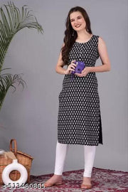 Printed Kurti Combo | Sleeveless Rayon | Black & Green | Ethnic Wear for Women