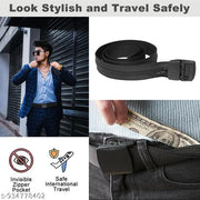 Money Belts for Travel for Men, Nylon Military Tactical Mens Belt with Zinc Alloy Buckle, Security Travel Money Belt with Hidden Money Pocket - Black