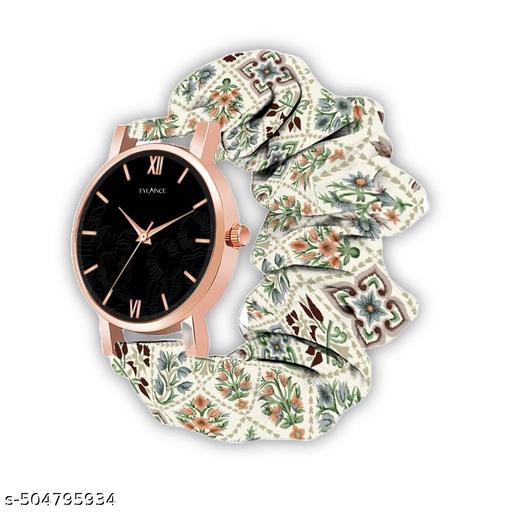 Scrunchies Watch Classic Dial & Unique Scrunchies Watch For Girl & Women Antique Women Multicolor Satin Febric Belt Scrunchies Watch