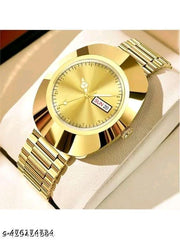 Vintage Radd Design Day & Date Working Display White Dial| Silver Plated | Studded | 3D Cut Glass | Stainless Steel Chain | Analog Watch For - Men