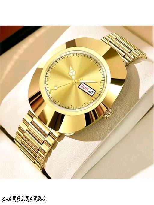 Vintage Radd Design Day & Date Working Display White Dial| Silver Plated | Studded | 3D Cut Glass | Stainless Steel Chain | Analog Watch For - Men