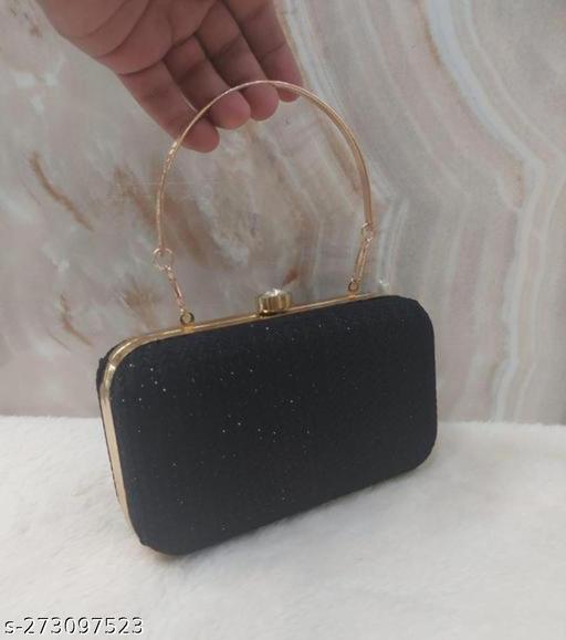 FANCY PARTYWEAR BOX CLUTCH WITH HANDLE SHIMMER SHINING BRIDAL CLUTCH