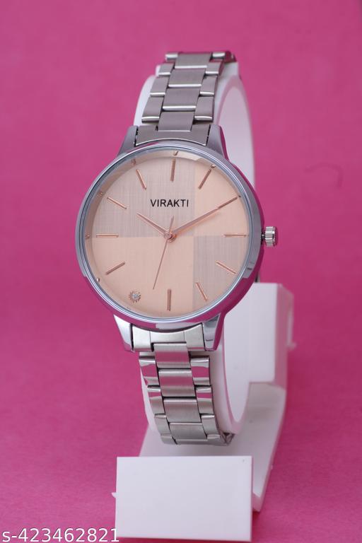 Most Selling Ethnic Embossed Designer Dial Attractive Stainless Steel Chain Analog Watch for Women for Girls.