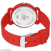 XTIME Analogue Watch Round White Dial & Red Resin Strap for Boys & Girls
