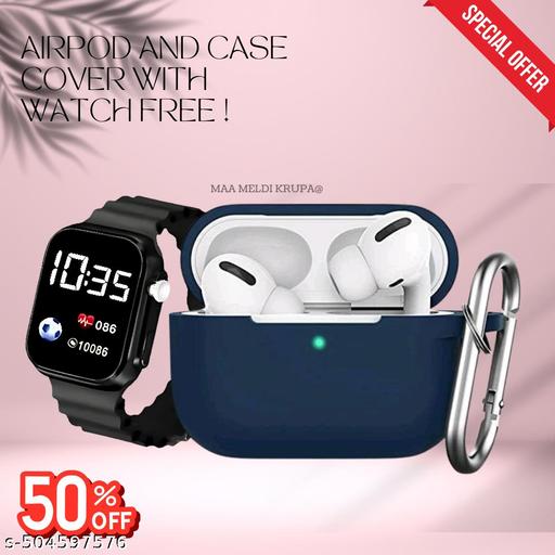 Airpod Pro Wirless Earphons - FREE Watch, Gym-Ready, Noise-Cancelng, Fast Charging, High Sales Potential  Boost your audio game with HD sterio sound, waterproof earbuds, & FREE stylish watch. Perfect for gym & resllers. Limted stock!(BT+COVER+WATCH)