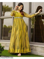 Women's poly Georgette  Printed Party Wedding Fashion Gown