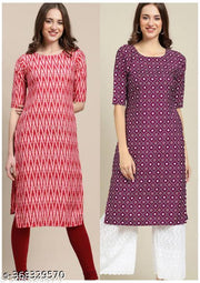 Polyster/Crepe fabric-VIRHAN DESIGN PRINTED 2 COMBO PACK KURTIS FOR WOMEN
