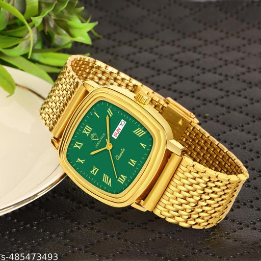 Versatile Gold Platted Day and Date Analog watch