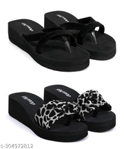 Skytrap Jet Black Nubuck EVA Light in Weight, Stylish & Comfortable Slippers / Flipflop for Women & Girls Combo of 2