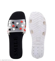 Latest heart printed attractive Black slippers