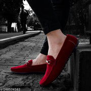 LEE GREEM Men's Red Velvet Slip On Comfortable and Stylish Loafers