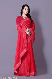 Art  Stone Work hotfix Sari For new design saree for Women's & Girls With Running Blouse Piece