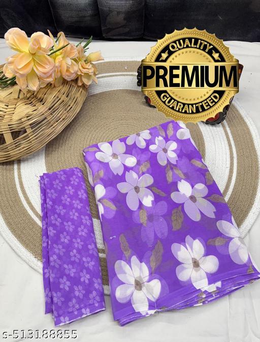 Trendy Womens Georgette Printed Saree with blouse.