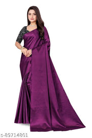 Latest Satin Silk Saree with Trendy Lycra Blouse | Ideal for Evening Parties & Receptions