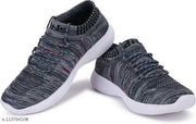 Fancy Grey Synthetic Sports Shoes For Men