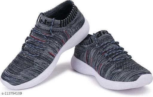 Fancy Grey Synthetic Sports Shoes For Men