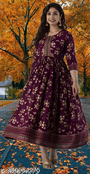 Letest Women Rayon printed Anarkali Kurti