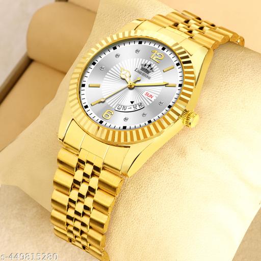 Legacy Series Original Gold Plated Day and Date Functioning | Stylish Chain | Quartz Analog Watch for Boys/ Men