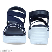 EVOLTAR Women's Stylish Wedge Sandals with Striped Polyester Straps | Comfortable Wedge Heel | Synthetic Leather Upper | Perfect for Daily Wear, Casual Outings, and Parties | Lightweight Design for All-Day Comfort