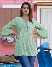 Girls Printed Rayon Short Kurta