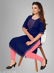 Festive Cotton Kurti / Kurta (Navy) by Sehrish Store