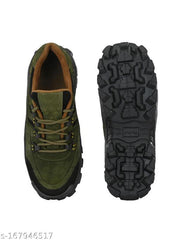 BCK5055 Men's Olive Leather Lace-Up Casual Shoes