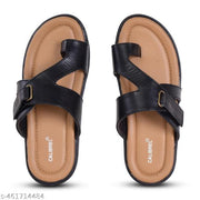 Calibrel Men Black Stylish leather slipper sandal for men  leather slipper for men