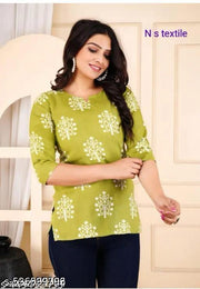 anwariya ji fabric women a girl cotton printed short Kurtis Kurta short top combo pack of 2