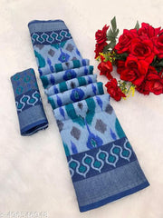 COTTON LILAN DOGITAL PRINT SILK SAREE