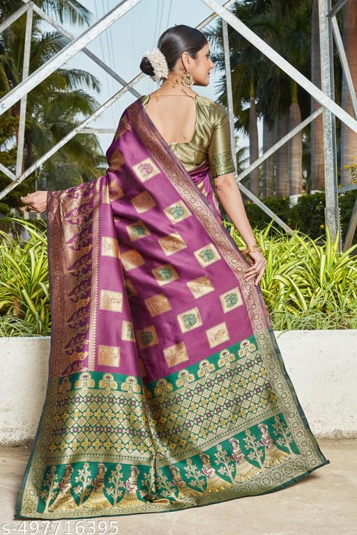 cotton silk jacquard saree with unstitched blouse