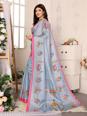SSC Women's Printed Trendy Art Silk Saree with Blouse Material